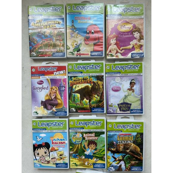 Lot of 10 Leapster Learning Game Cartridges Scholastic Disney Clifford Princess - Picture 1 of 7